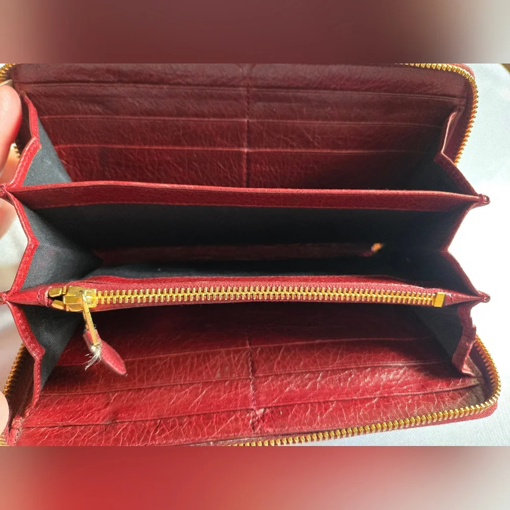 Balenciaga Red Wallet with Gold Accents - Picture 7 of 15